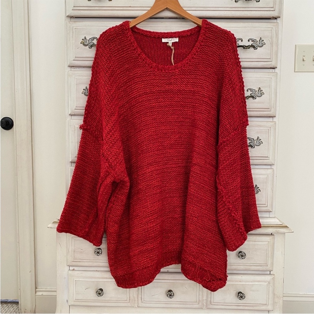 Easel Red Chunky Sweater
